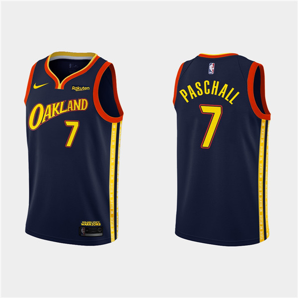 Men's Golden State Warriors #7 Eric Paschall Navy NBA 2020-21 City Edition Stitched Jersey Men's Golden State Warriors #7 Eric Paschall Navy NBA 2020-21 City Edition Stitched Jersey